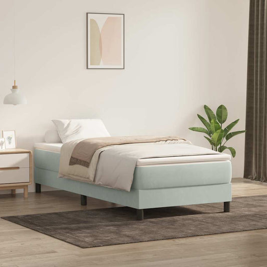 Boxspring zonder matras fluweel lichtgrijs 100x220 cm