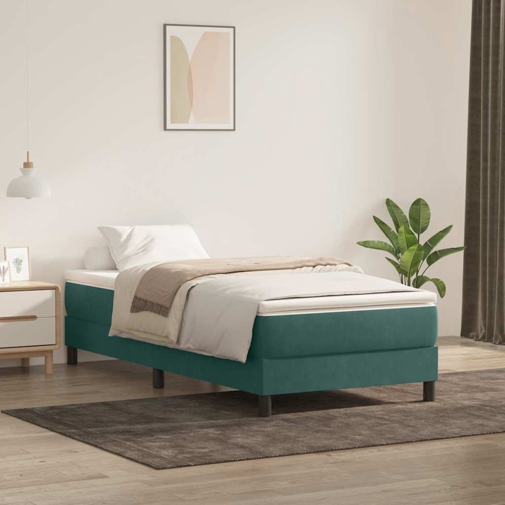 Boxspring zonder matras fluweel donkergroen 100x220 cm