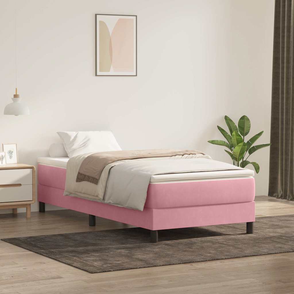 Boxspring zonder matras fluweel roze 100x220 cm