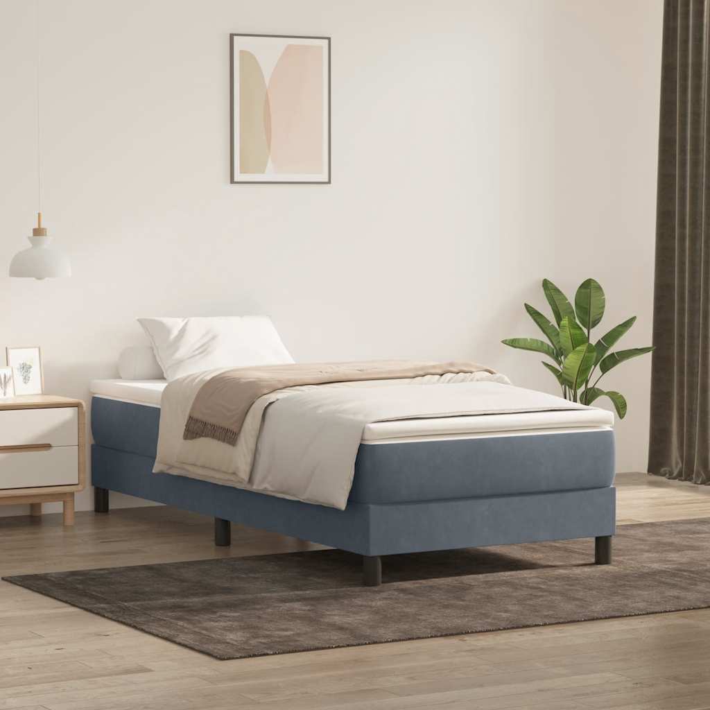 Boxspring met matras fluweel donkergrijs 80x210 cm
