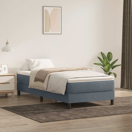 Boxspring met matras fluweel donkergrijs 80x210 cm