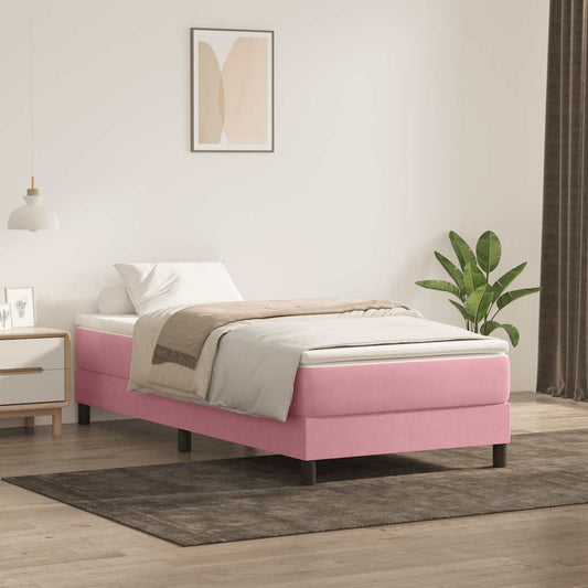 Boxspring met matras fluweel roze 80x210 cm