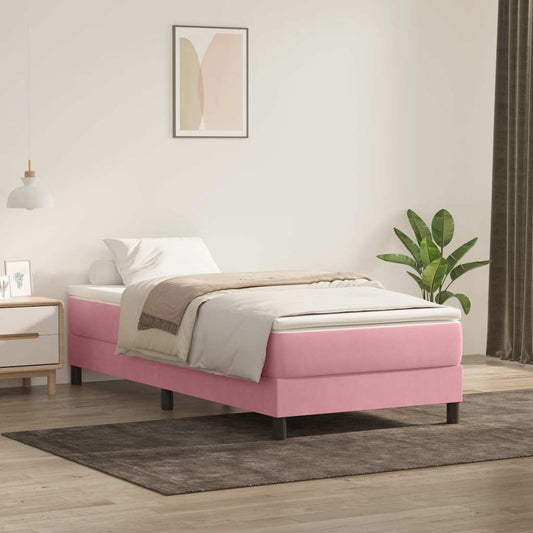 Boxspring met matras fluweel roze 90x220 cm