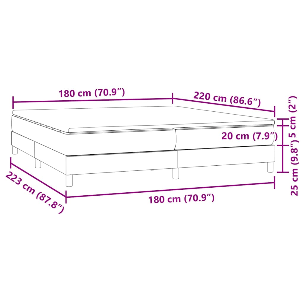 Boxspring met matras fluweel donkergrijs 180x220 cm