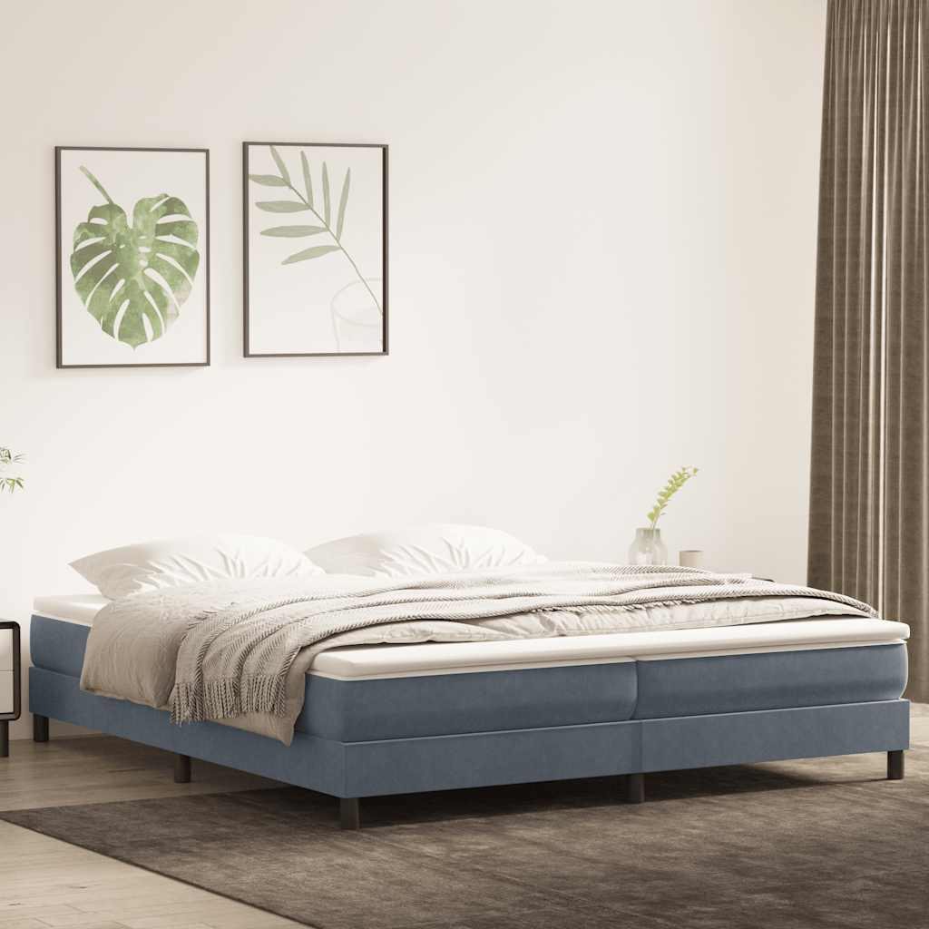 Boxspring met matras fluweel donkergrijs 180x220 cm
