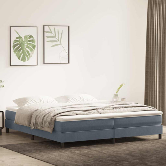 Boxspring met matras fluweel donkergrijs 180x220 cm