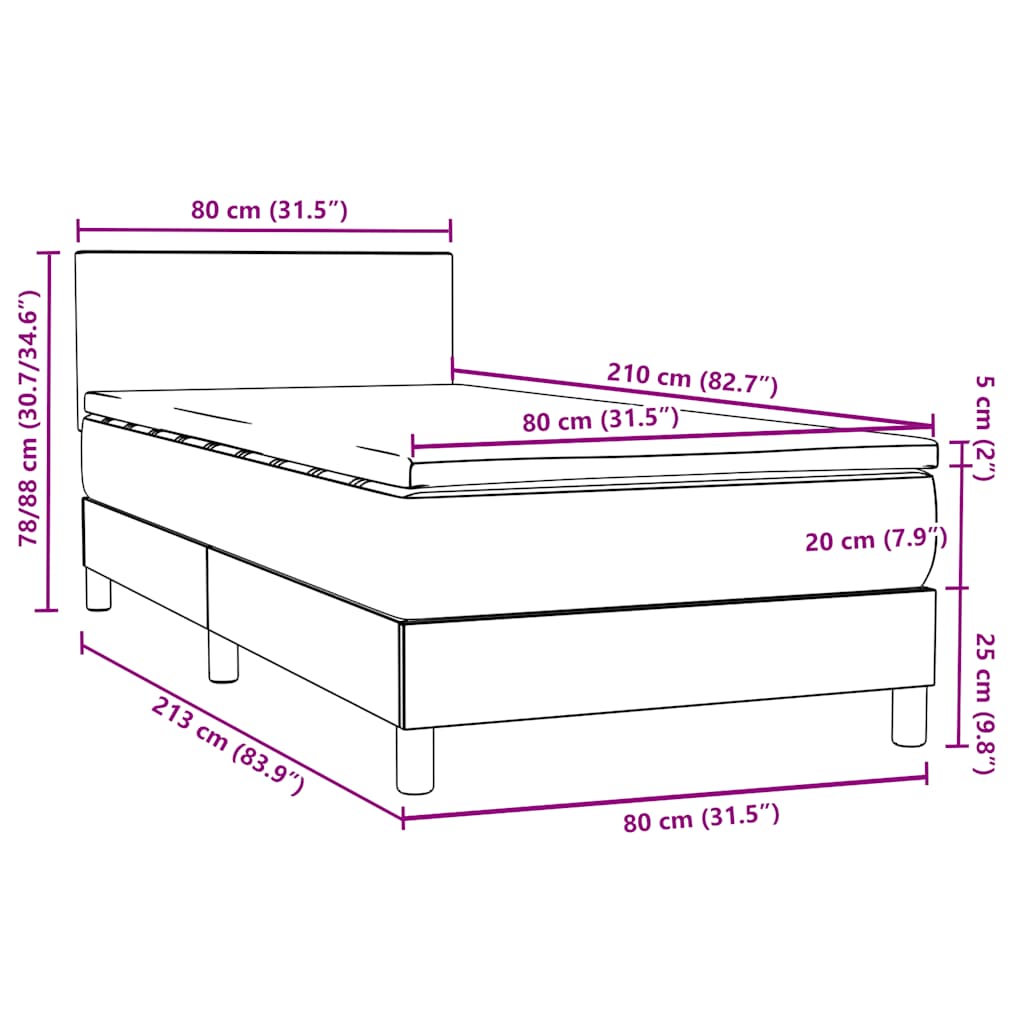 Boxspring met matras fluweel donkergroen 80x210 cm