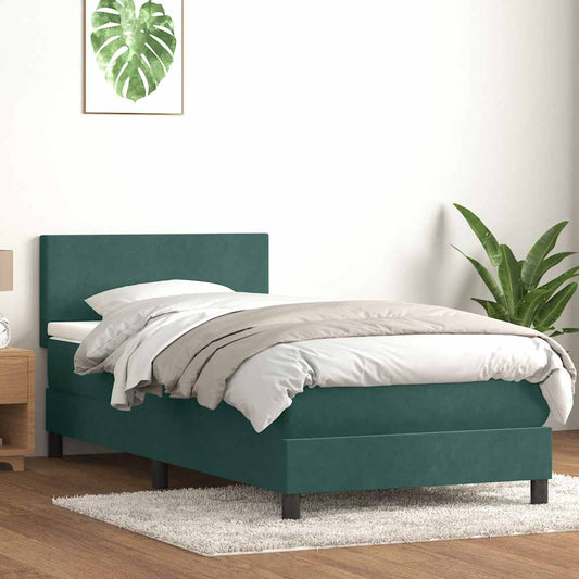 Boxspring met matras fluweel donkergroen 80x210 cm
