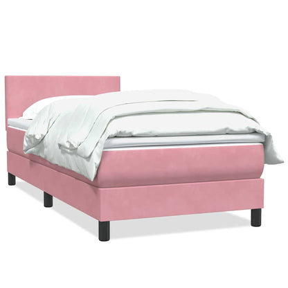 Boxspring met matras fluweel roze 90x210 cm