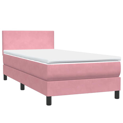 Boxspring met matras fluweel roze 90x210 cm