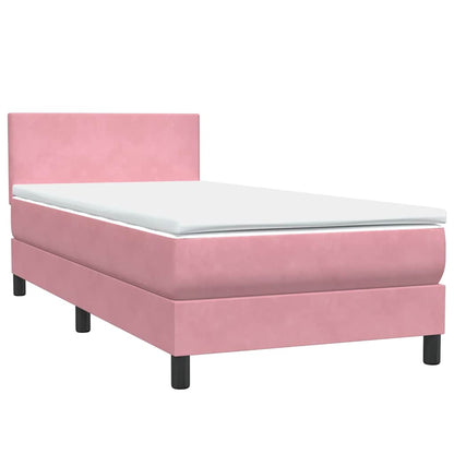 Boxspring met matras fluweel roze 80x220 cm