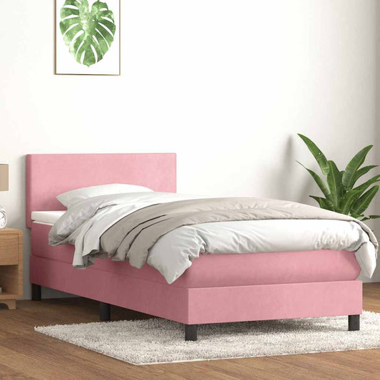 Boxspring met matras fluweel roze 80x220 cm