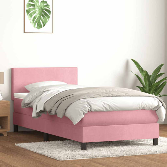 Boxspring met matras fluweel roze 90x220 cm