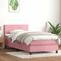 Boxspring met matras fluweel roze 90x220 cm