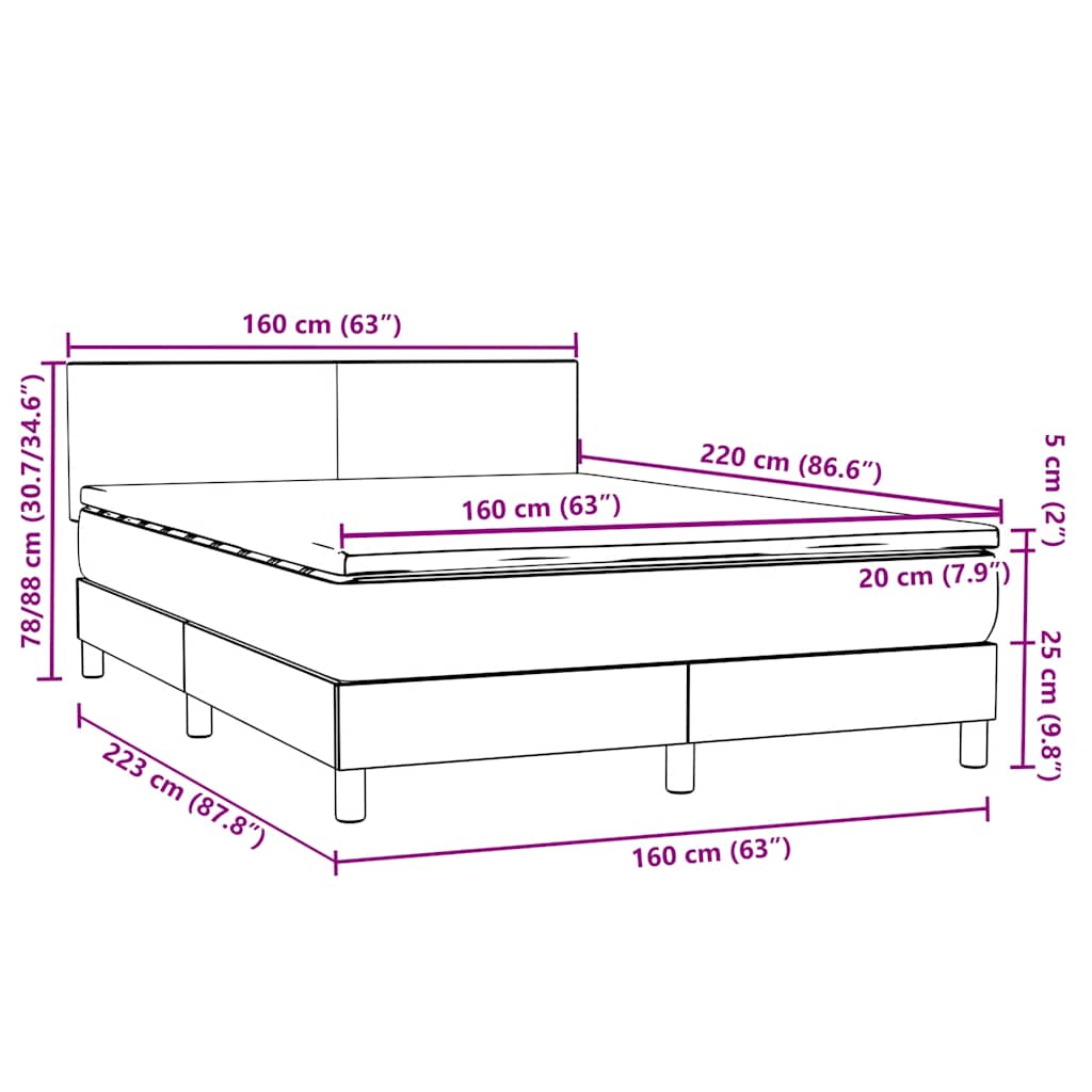 Boxspring met matras fluweel zwart 160x220 cm