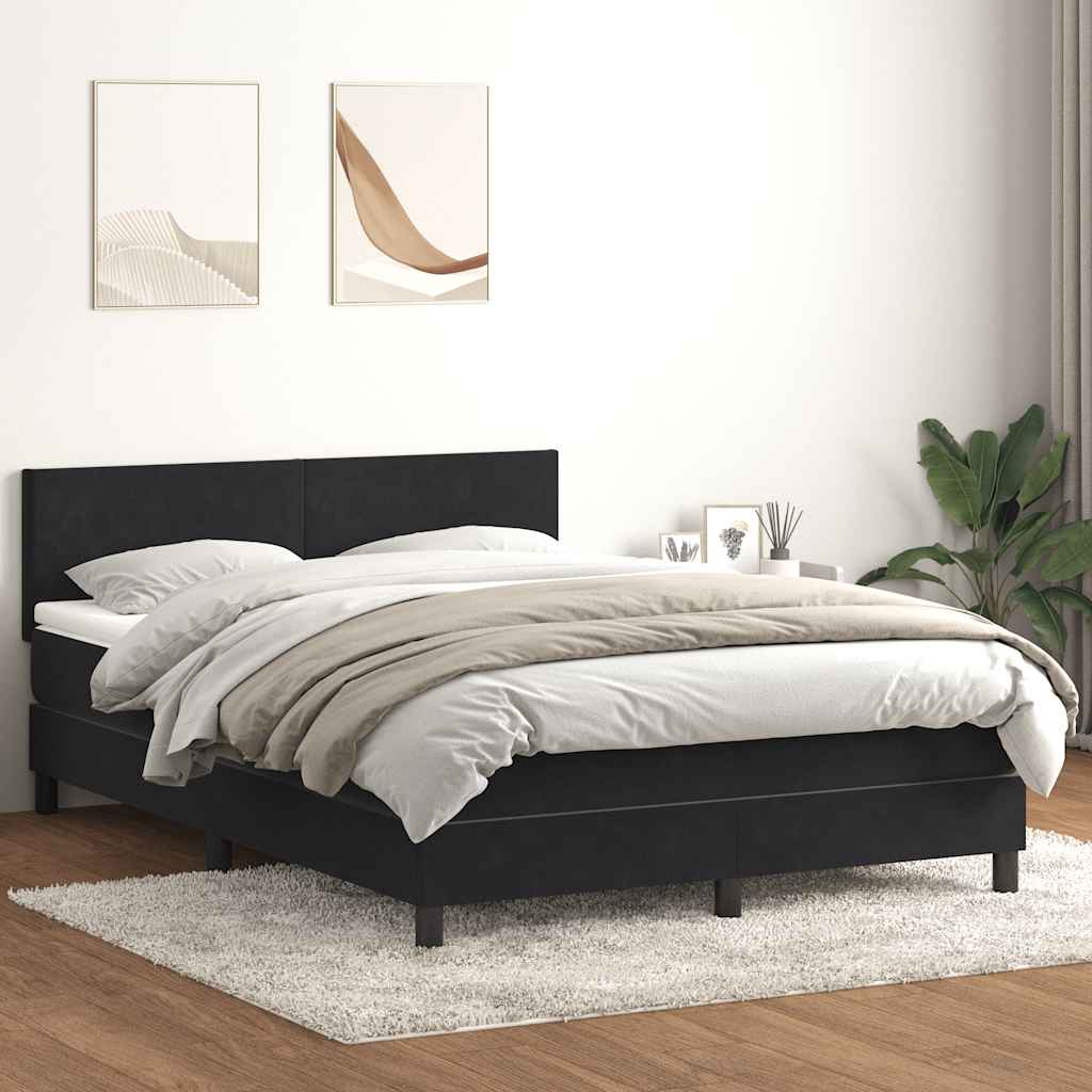 Boxspring met matras fluweel zwart 160x220 cm