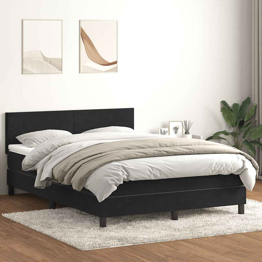 Boxspring met matras fluweel zwart 160x220 cm