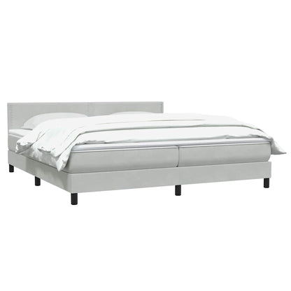 Boxspring met matras fluweel lichtgrijs 180x220 cm