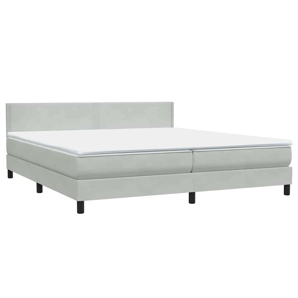Boxspring met matras fluweel lichtgrijs 180x220 cm