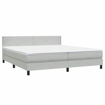 Boxspring met matras fluweel lichtgrijs 180x220 cm