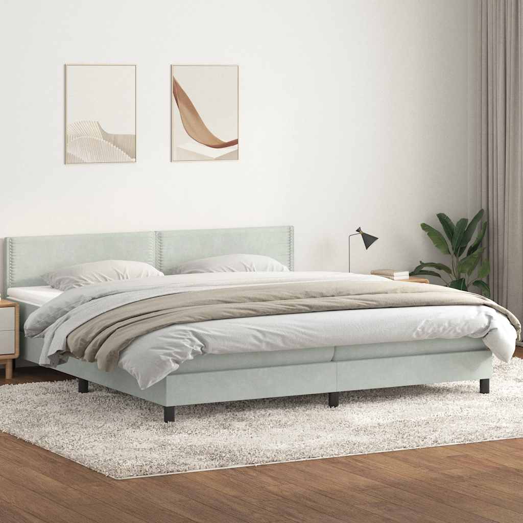 Boxspring met matras fluweel lichtgrijs 180x220 cm