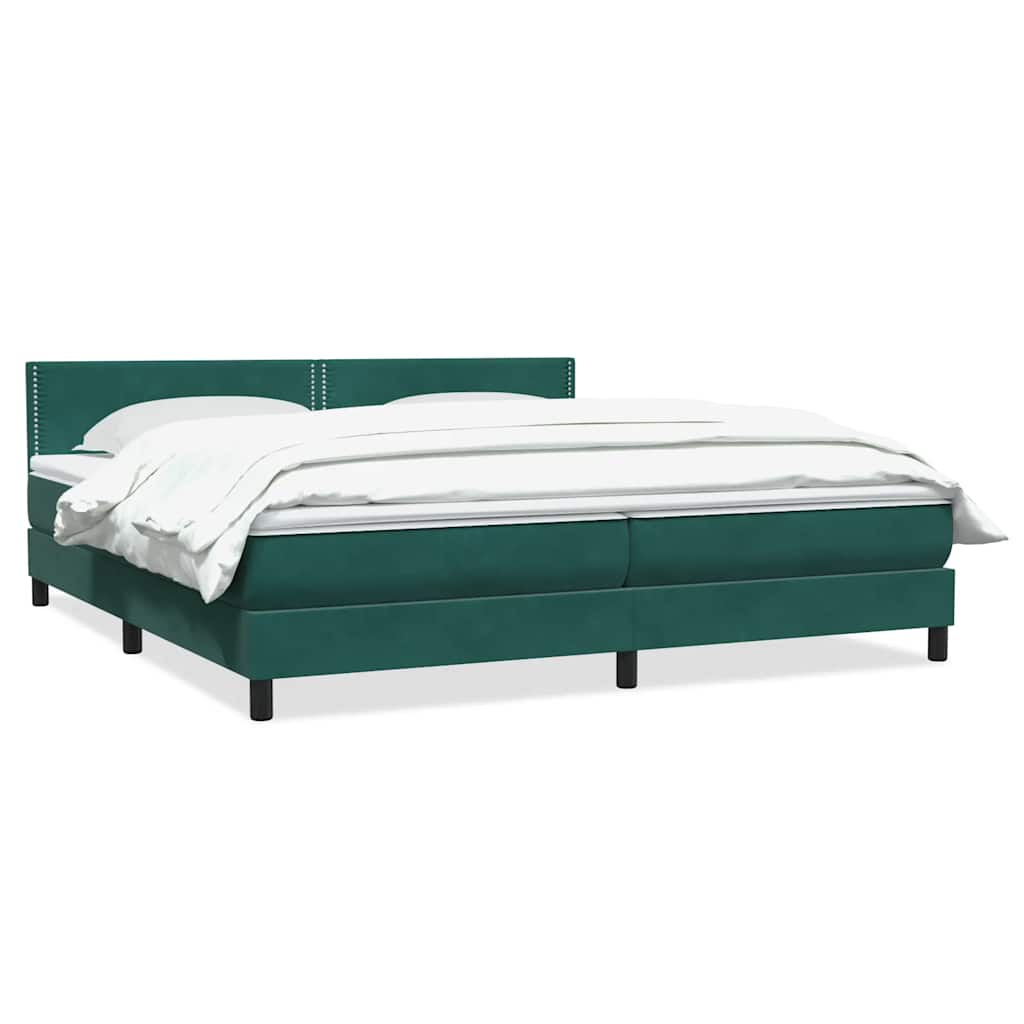 Boxspring met matras fluweel donkergroen 180x220 cm