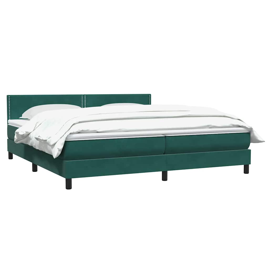 Boxspring met matras fluweel donkergroen 180x220 cm