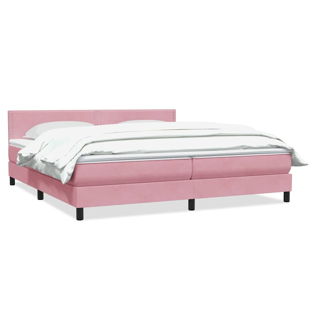 Boxspring met matras fluweel roze 180x220 cm
