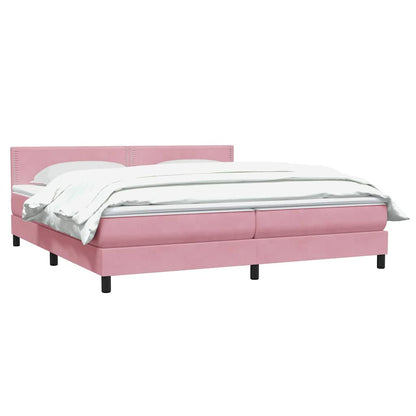 Boxspring met matras fluweel roze 180x220 cm