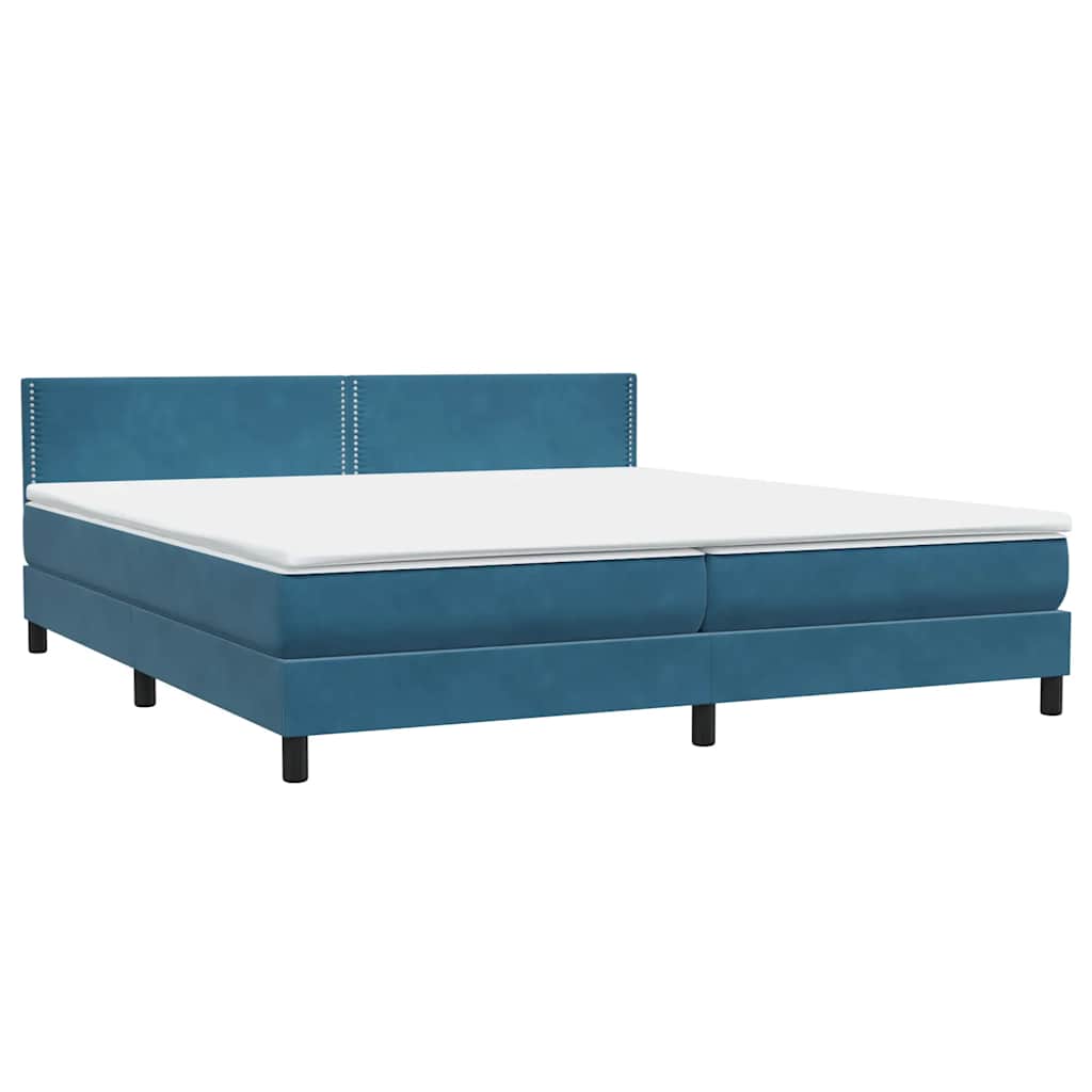Boxspring met matras fluweel donkerblauw 200x220 cm