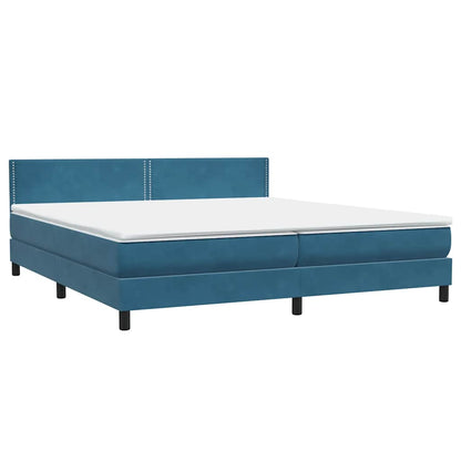 Boxspring met matras fluweel donkerblauw 200x220 cm