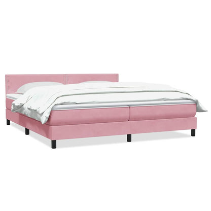 Boxspring met matras fluweel roze 200x220 cm