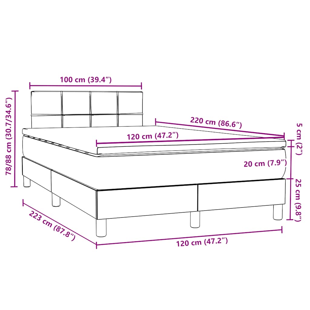 Boxspring met matras fluweel zwart 120x220 cm