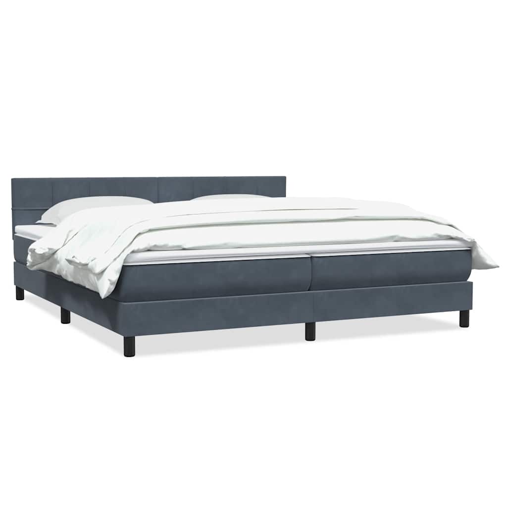 Boxspring met matras fluweel donkergrijs 180x220 cm
