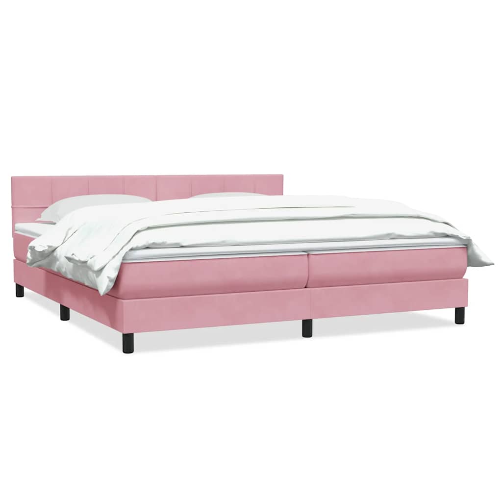 Boxspring met matras fluweel roze 180x220 cm