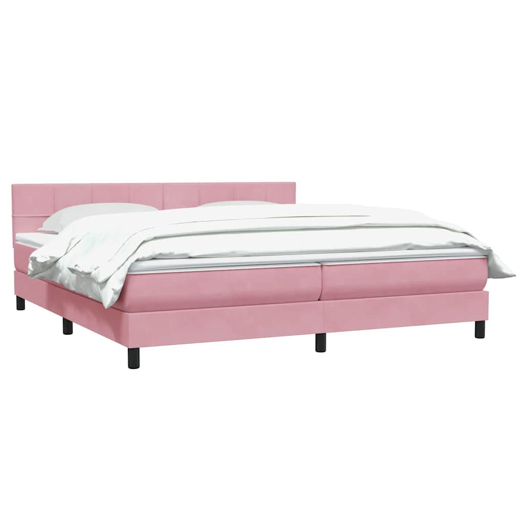 Boxspring met matras fluweel roze 180x220 cm