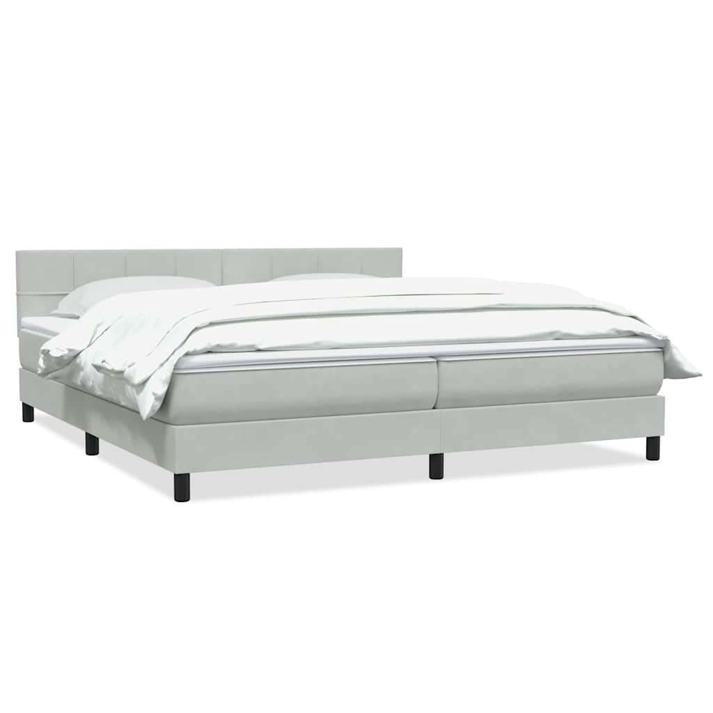Boxspring met matras fluweel lichtgrijs 200x220 cm