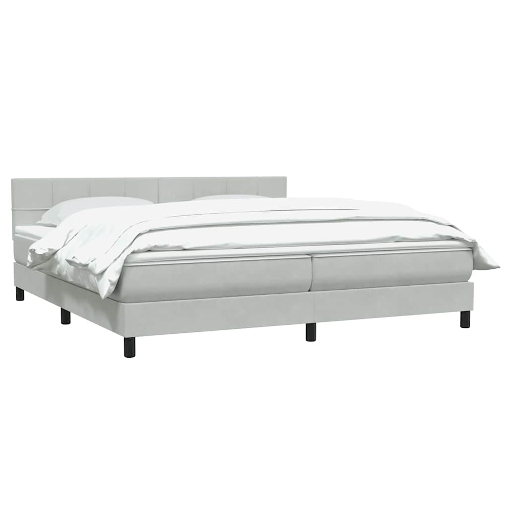 Boxspring met matras fluweel lichtgrijs 200x220 cm