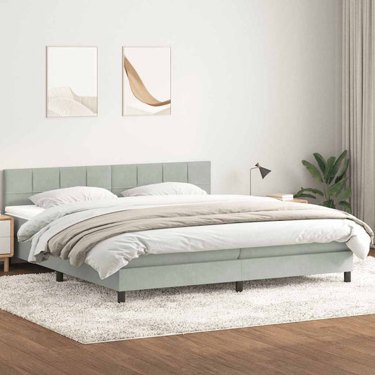 Boxspring met matras fluweel lichtgrijs 200x220 cm