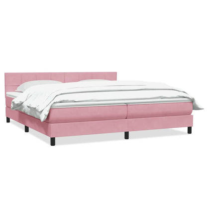 Boxspring met matras fluweel roze 200x220 cm