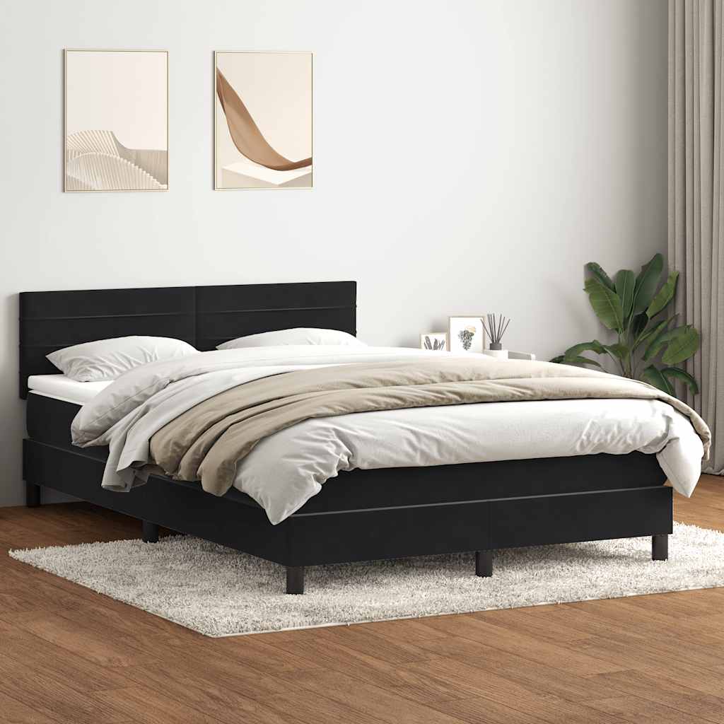 Boxspring met matras fluweel zwart 160x210 cm