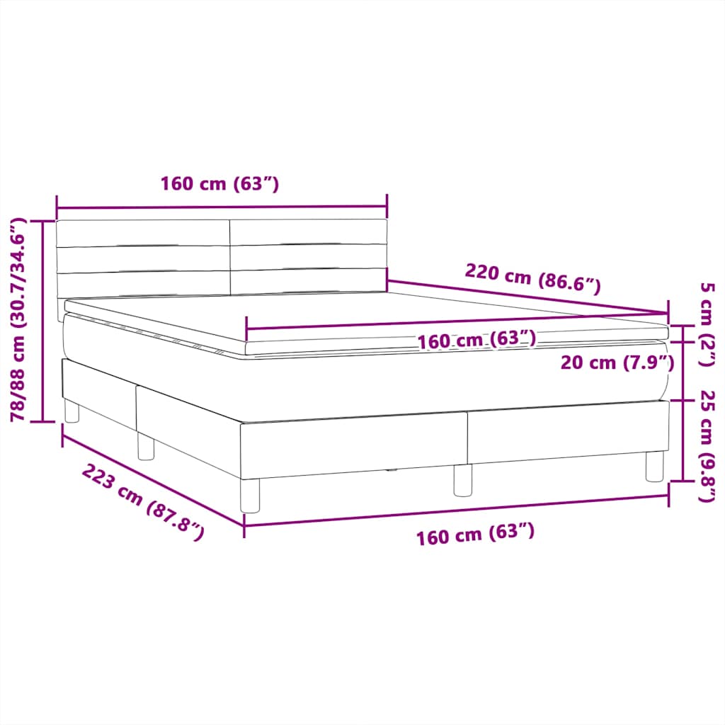 Boxspring met matras fluweel zwart 160x220 cm