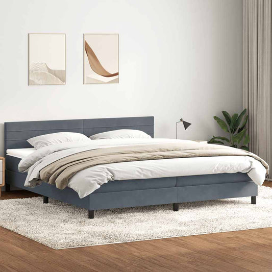 Boxspring met matras fluweel donkergrijs 180x220 cm