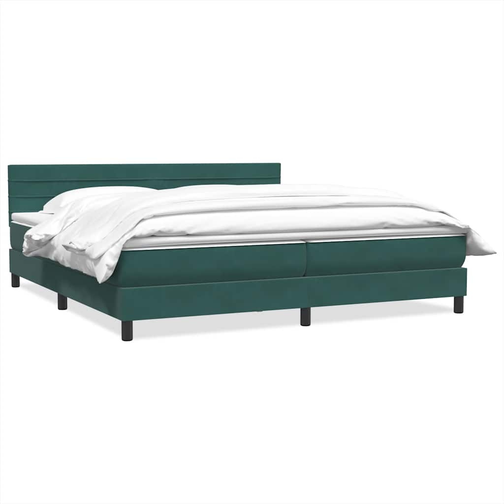 Boxspring met matras fluweel donkergroen 180x220 cm