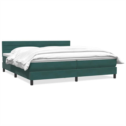 Boxspring met matras fluweel donkergroen 180x220 cm