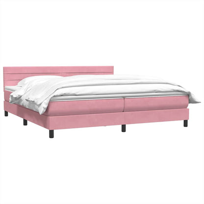 Boxspring met matras fluweel roze 180x220 cm