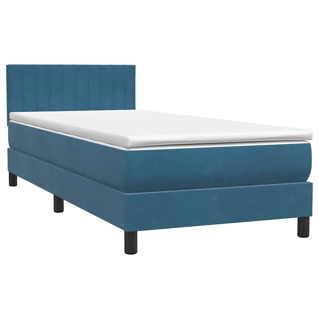 Boxspring met matras fluweel donkerblauw 80x210 cm