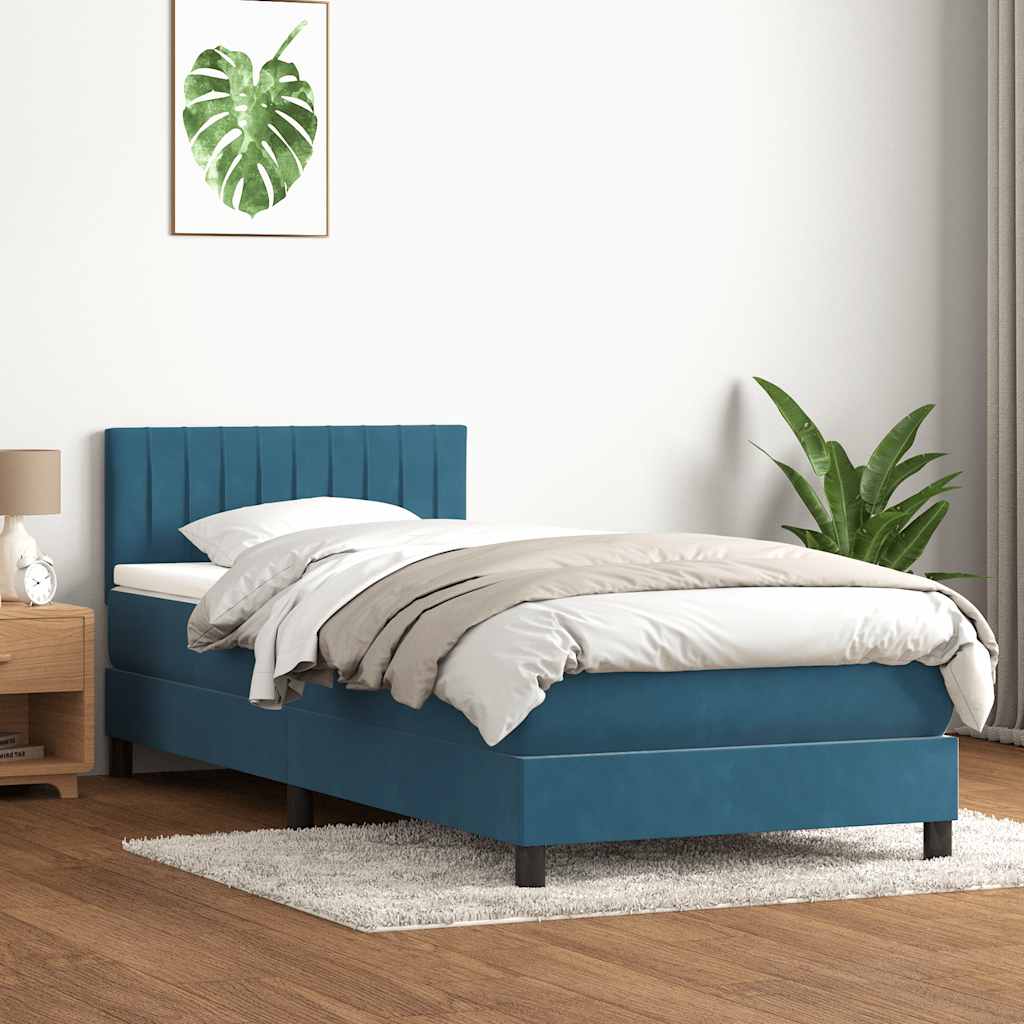 Boxspring met matras fluweel donkerblauw 80x210 cm
