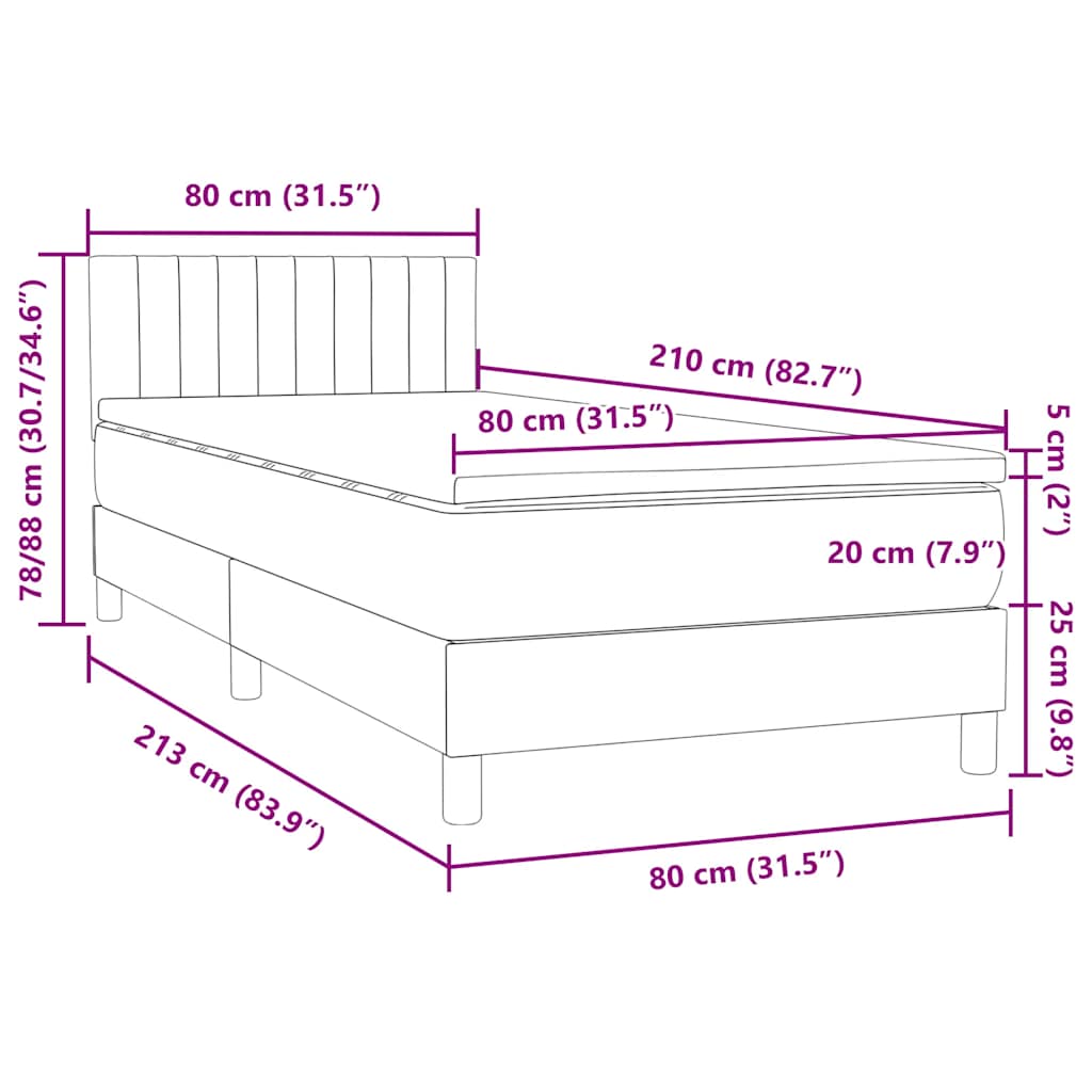 Boxspring met matras fluweel donkerblauw 80x210 cm