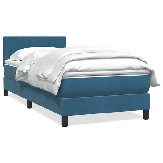 Boxspring met matras fluweel donkerblauw 80x210 cm